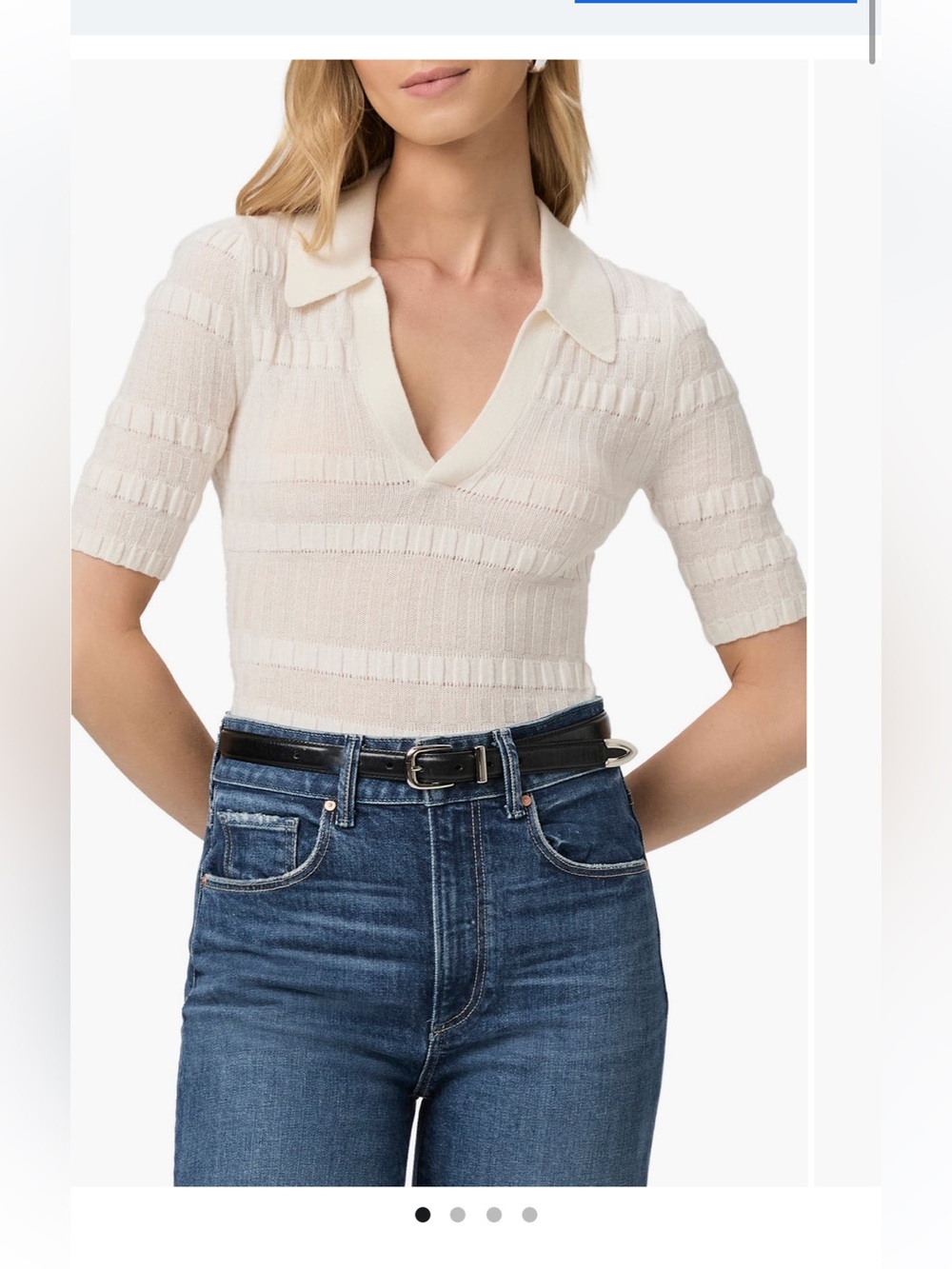 Paige Dune Johnny Collar sweater polo white NWT
